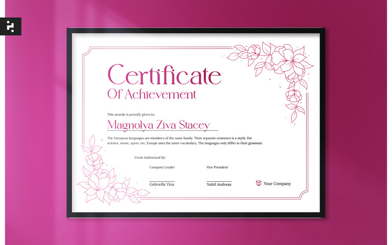 Creative Floral Certificate Corporate Identity