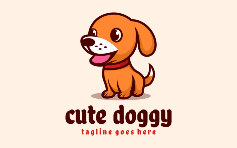 Cute Doggy Mascot Cartoon Logo Logo Template