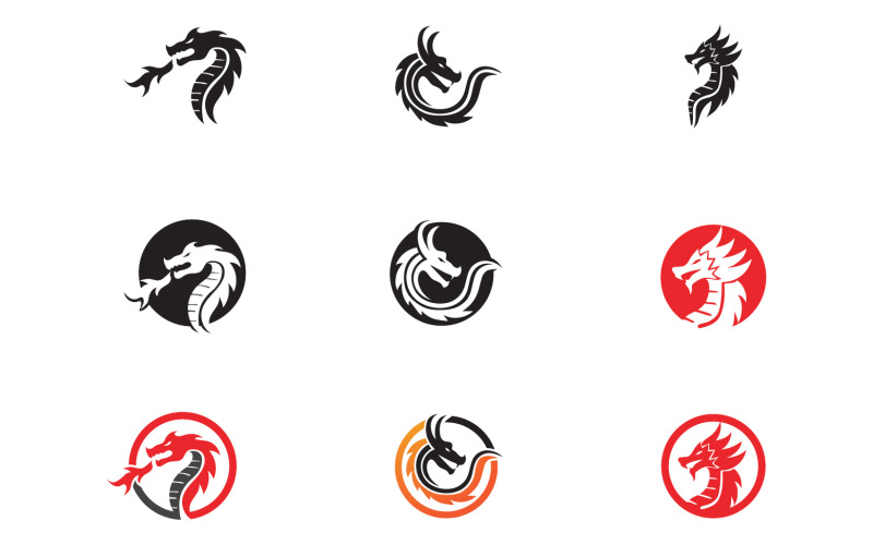 Dragon fire head logo template v30 Logo Template