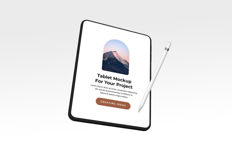 Tablet with Pencil PSD Mockup Product Mockup