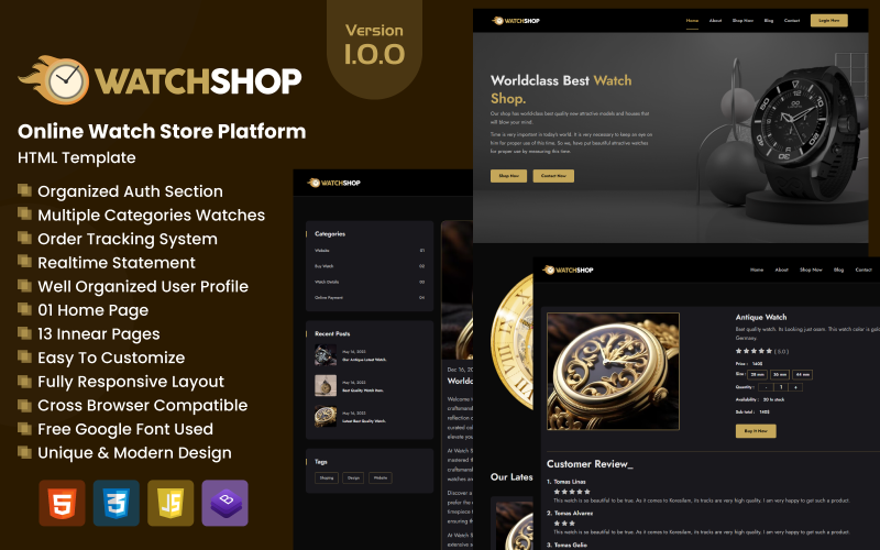 WatchShop - Online Watch Store Platform HTML Template Website Template