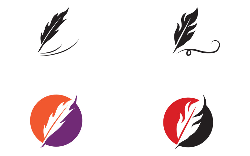 Feather pen sign vector logo v10 Logo Template