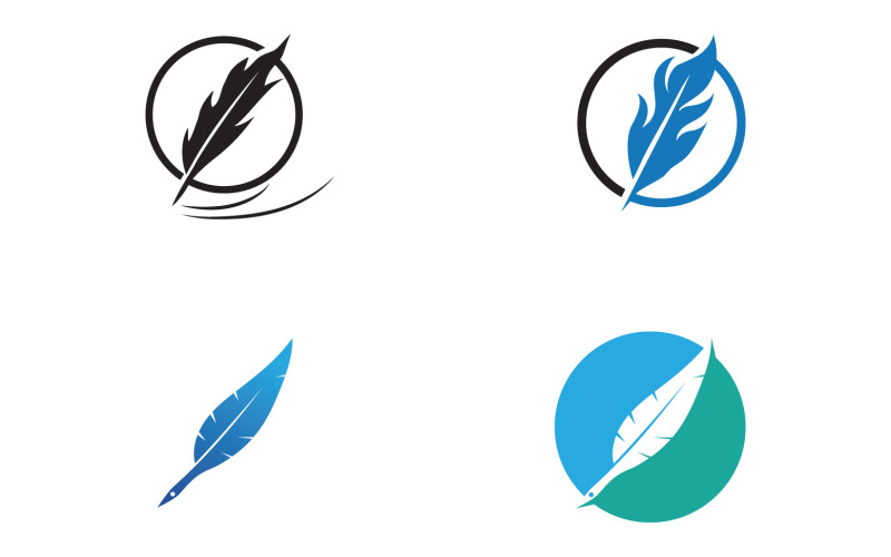 Feather pen sign vector logo v9 Logo Template