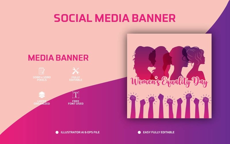 Women's Equality Day Social Media Post Design or Web Banner Template - Social Media Template