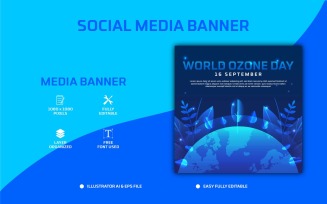 World Ozone Day Social Media Post Design or Web Banner Template