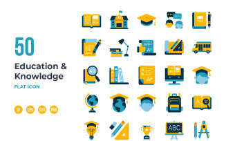 Education and Knowledge Icon - Flat
