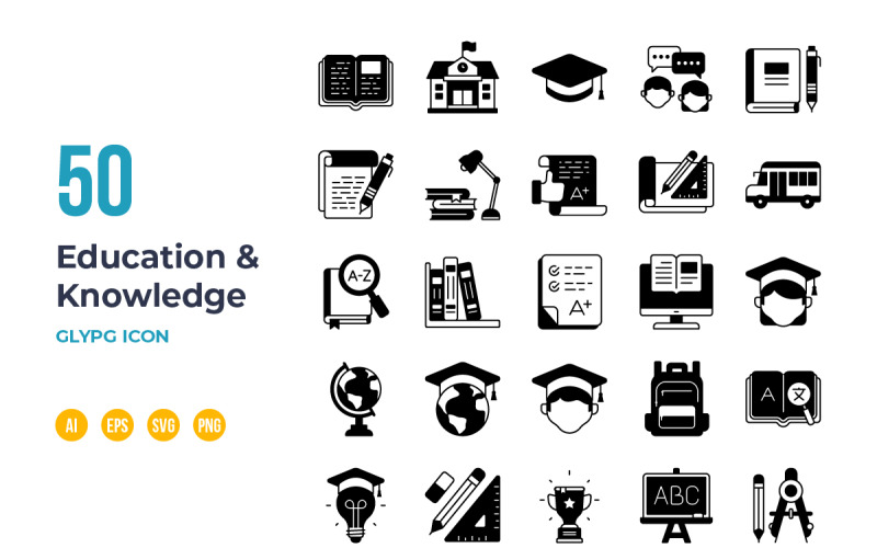 Education and Knowledge Icon - Glyph Icon Set