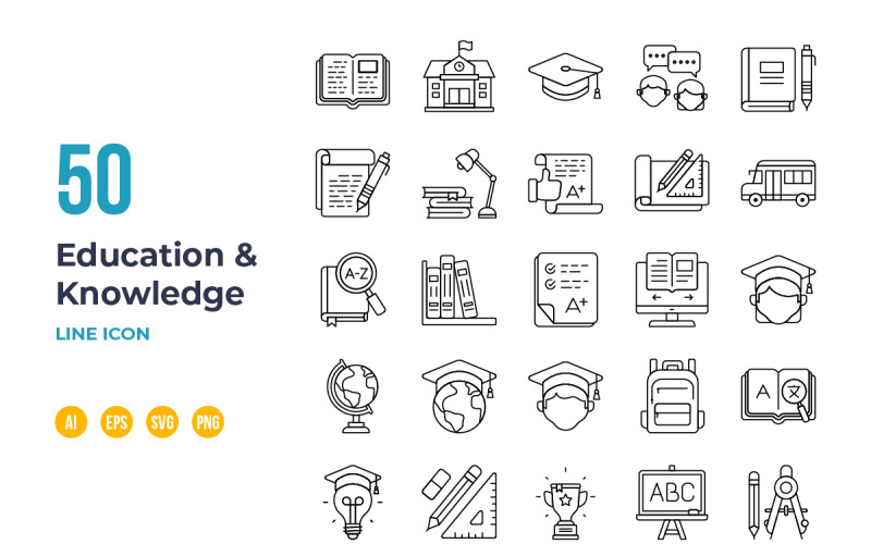 Education and Knowledge Icon - Line Icon Set