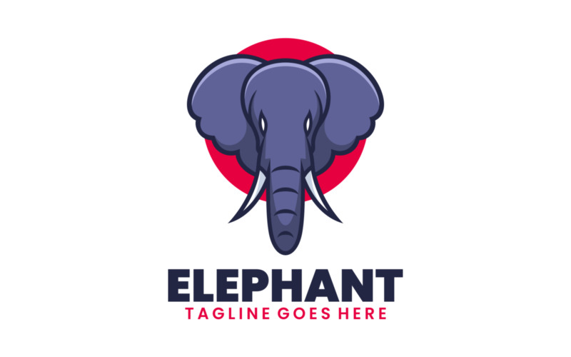Elephant Simple Mascot Logo 2 Logo Template