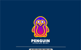 Penguin line gradient colorful logo
