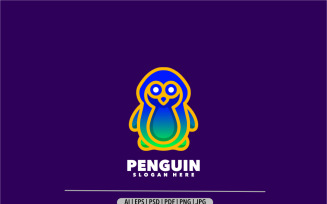 Penguin mascot cartoon logo colorful gradient