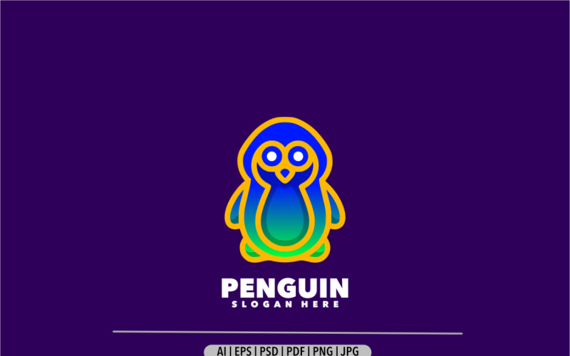 Penguin mascot cartoon logo colorful gradient Logo Template