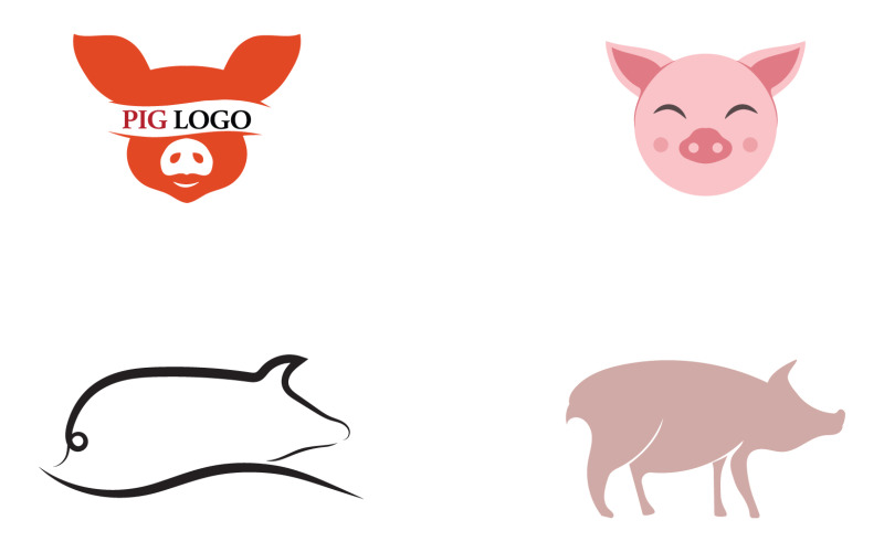 Pig head animal logo vector v10 Logo Template