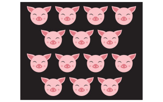 Pig head animal logo vector v16