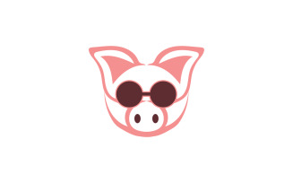 Pig head animal logo vector v6
