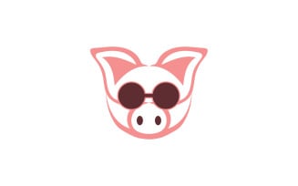 Pig head animal logo vector v6