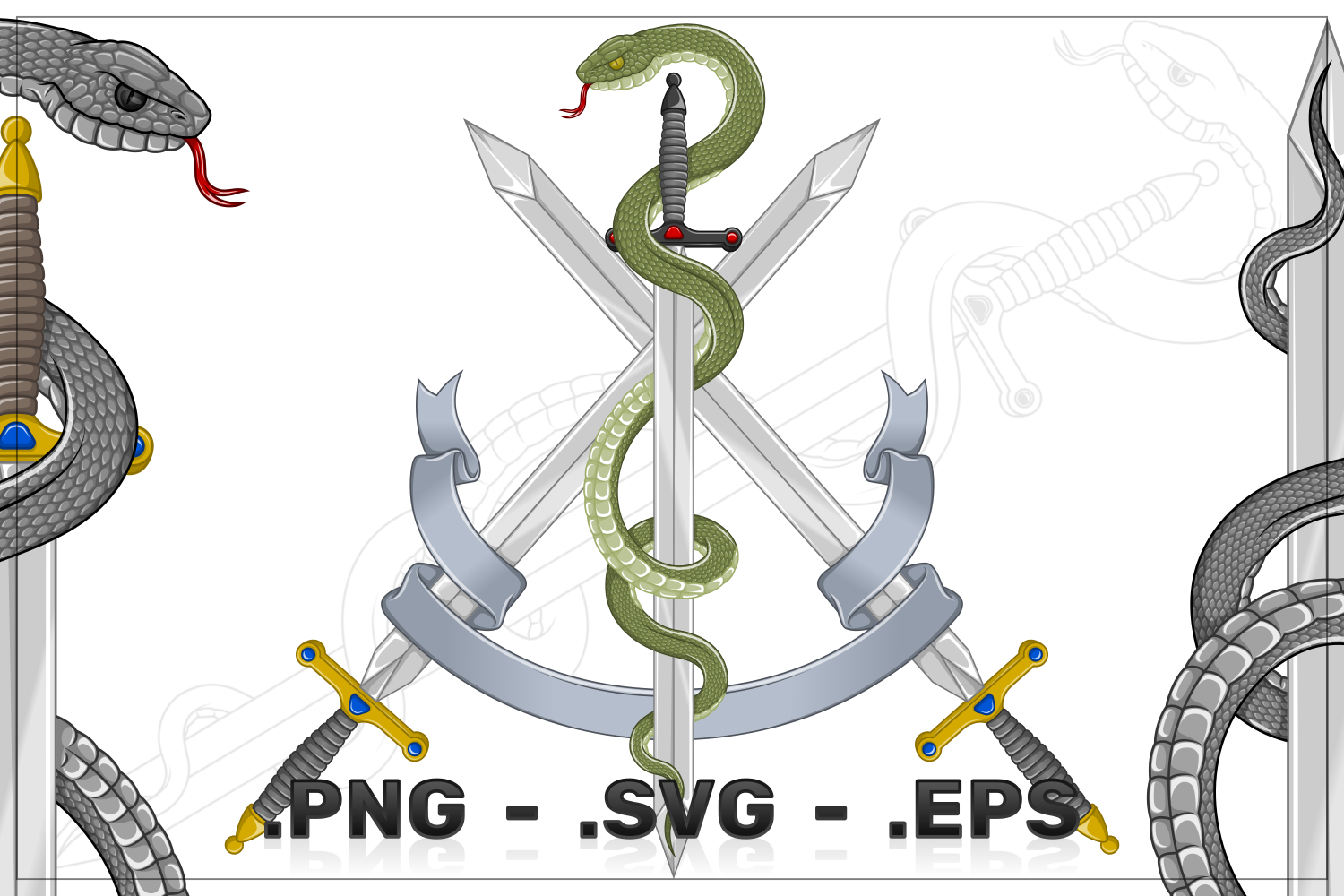 Vector Design Sword Surrounded By Snake