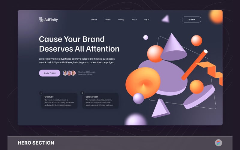 AdFinity – Advertising Agency Hero Section Figma Template UI Element