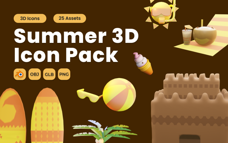 Summer 3D Icon Pack Vol 1 Model