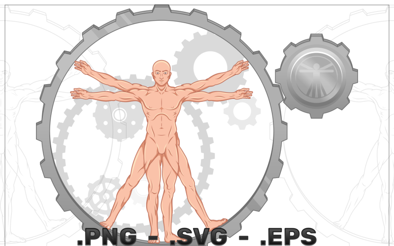 Vector Design Human Proportions With Gears Vector Graphic