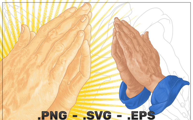 Vector Design Of Hands Prayer Position Vector Graphic