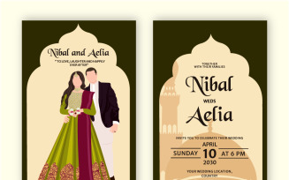 Vector indian wedding invitation card template