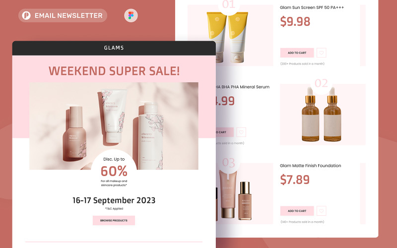 Glams - Beauty Email Newsletter UI Element