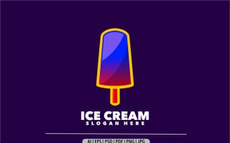 Ice cream line art gradient logo design