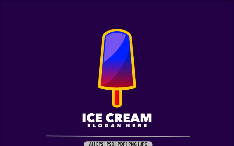 Ice cream line art gradient logo design Logo Template