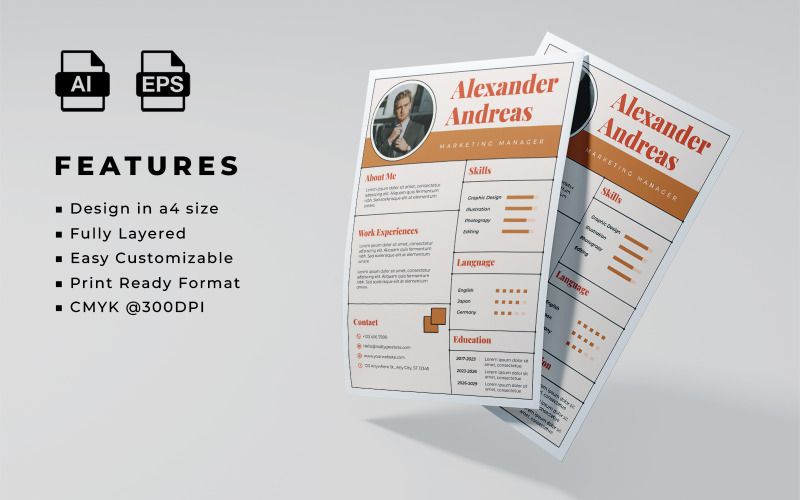 Resume and CV Template Flyer 3 Corporate Identity