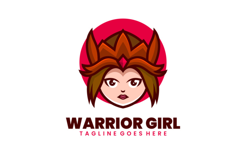 Warrior Girl Mascot Cartoon Logo Logo Template