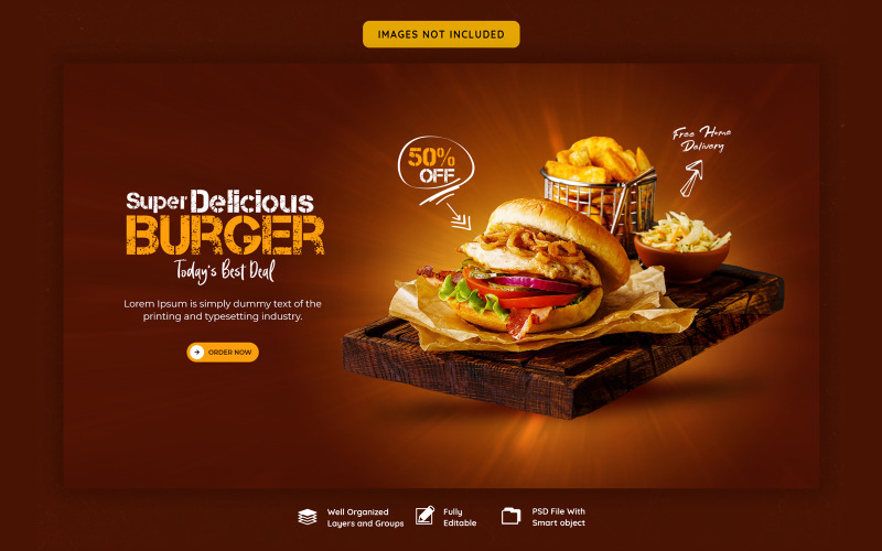 Burger Food Social media Banner Cover Template Social Media