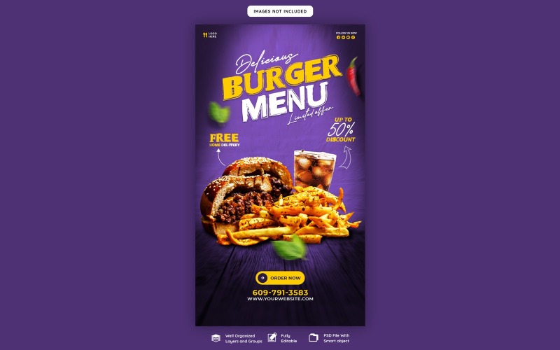 Delicious Burger Food Social media Banner Template Social Media