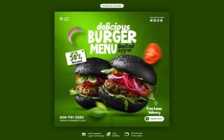 Delicious Burger Menu Social media Post Template