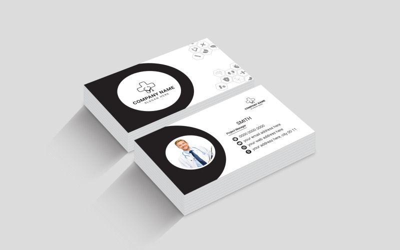Doctor Medical Business Card Design Template with Picture Corporate Identity