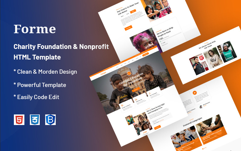 Forme – Charity Foundation and Nonprofit Website Template