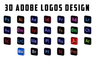 Professional 3D Adobe Software Icons Design New Angle