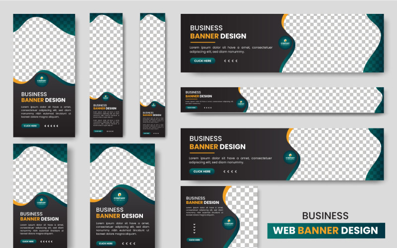 Vector web banner layout set or business web banner template bundle Illustration