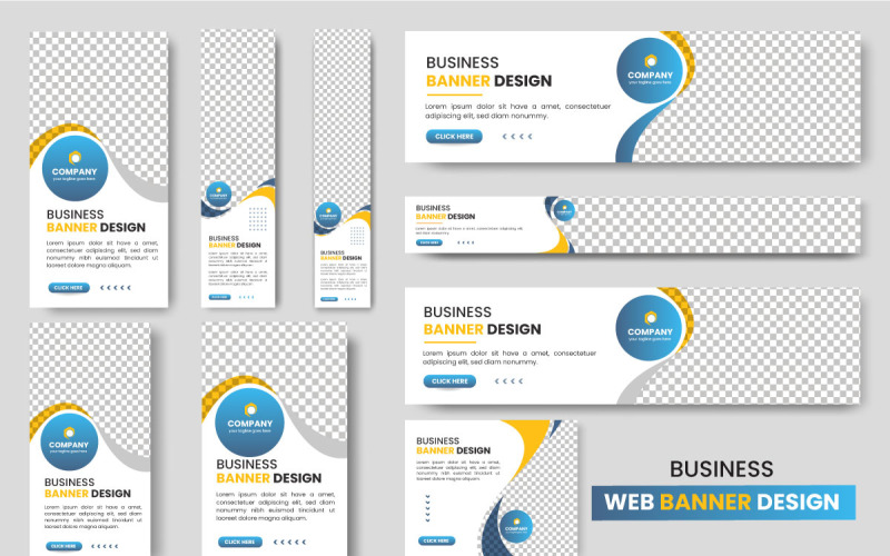 Web banner layout set or business web banner template bundle idea Illustration