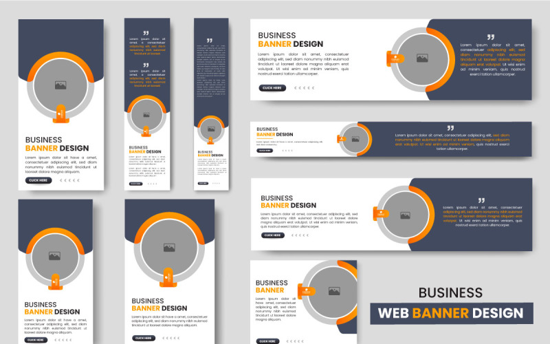Web banner layout set or business web banner template bundle Illustration