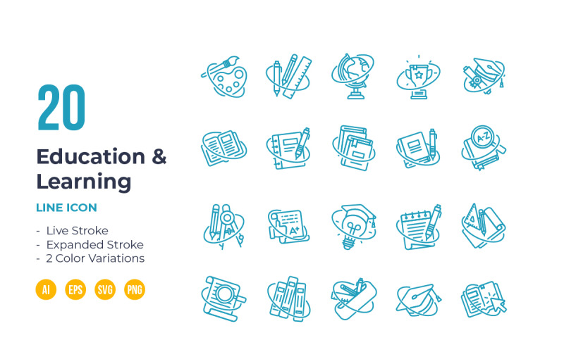 Education and Learning Icon in line Style Icon Set