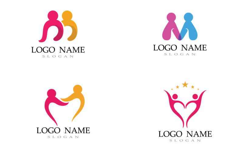 Family care people team success human character community logo v10 Logo Template