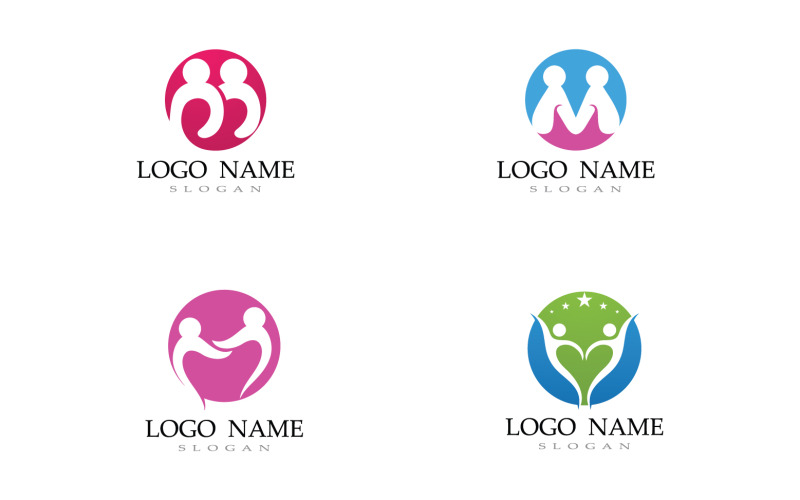 Family care people team success human character community logo v18 Logo Template
