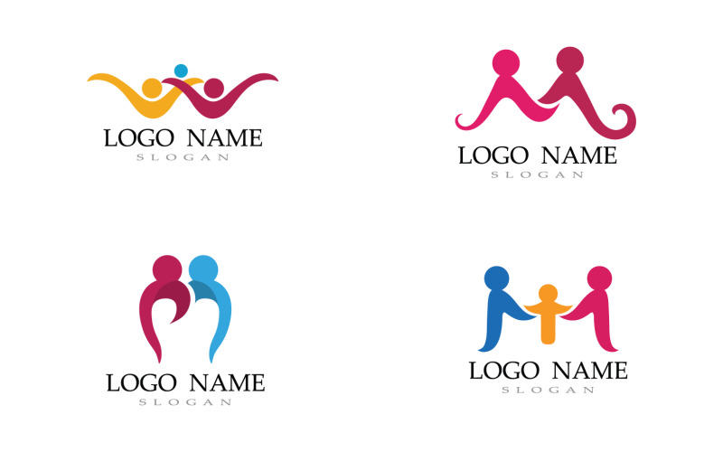 Family care people team success human character community logo v19 Logo Template