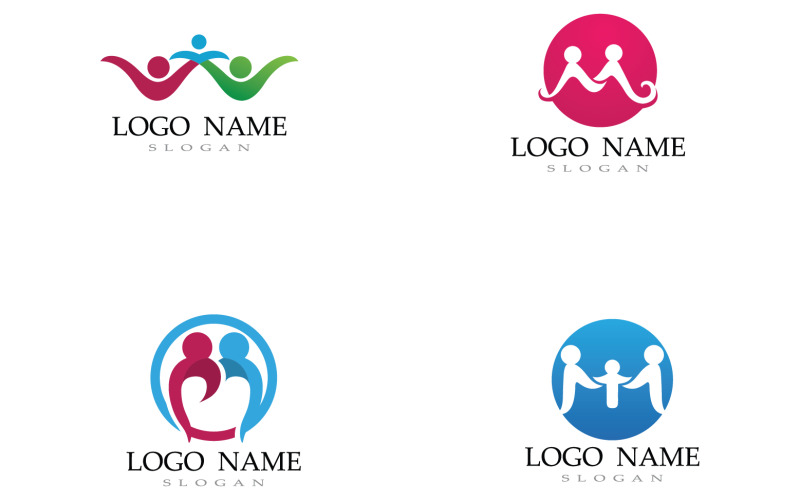 Family care people team success human character community logo v20 Logo Template