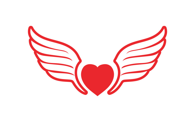 Wing Heart love valentine element logo vector v7 Logo Template