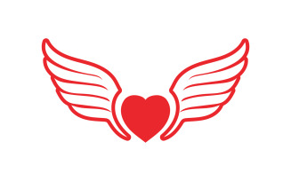 Wing Heart love valentine element logo vector v7
