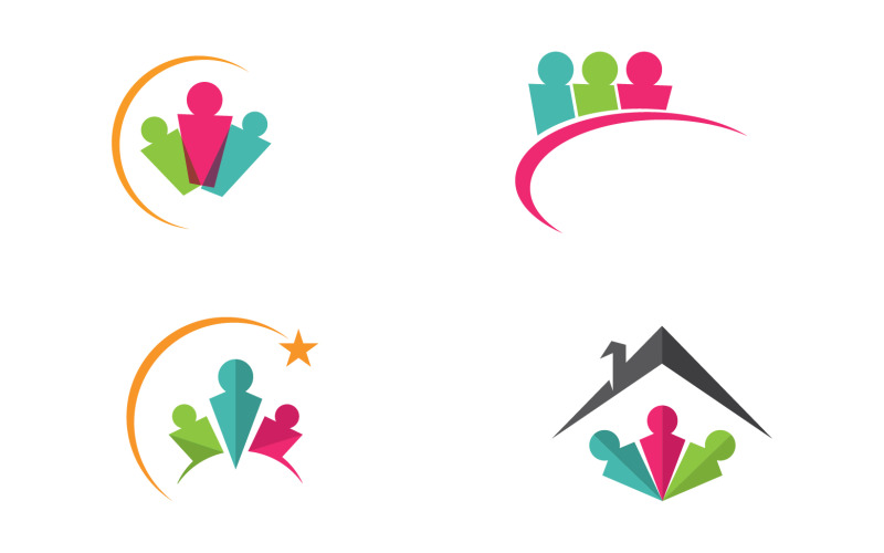 Family care people team success human character community logo v30 Logo Template
