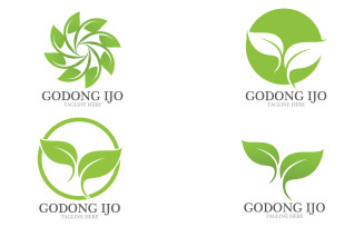 Eco leaf green tree vector icon logo v4