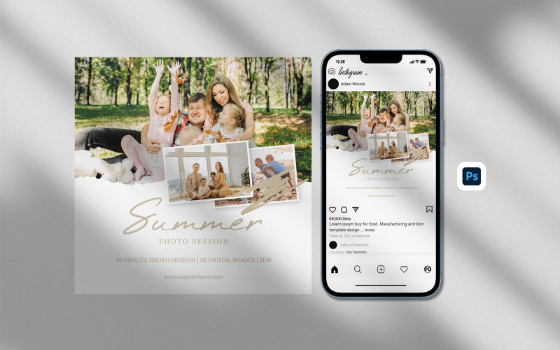 Family Photo Summer Mini Session Template Social Media